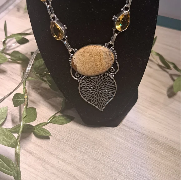 Natural Jasper Citrine Bohemian Necklace - Picture 4 of 5